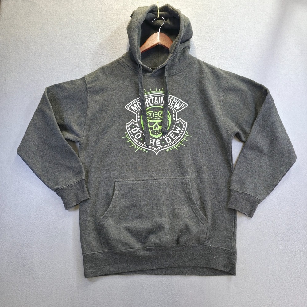 Cotton Heritage Mens Mountain Dew Do The Dew Gray Hoodie‎  with Skull Size Large